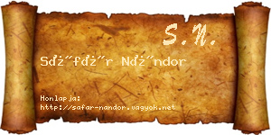 Sáfár Nándor névjegykártya